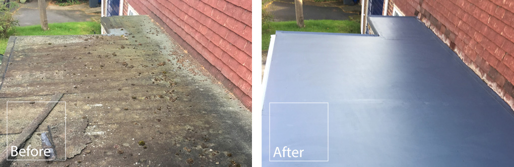 single ply roofing before and after