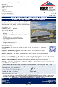 DANOPOL Membranes (BBA) Certificates